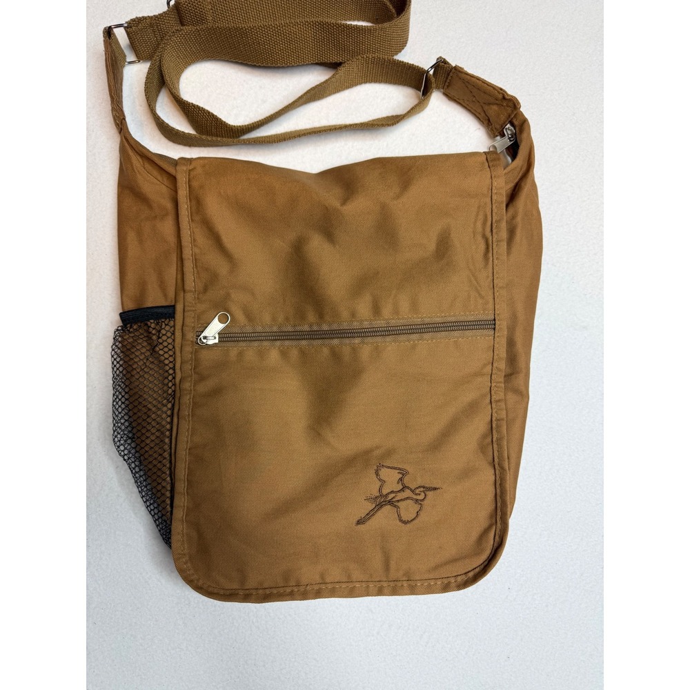 Audubon Messenger Field Bag Embroidered Bird Logo Crossbody Shoulder Brown